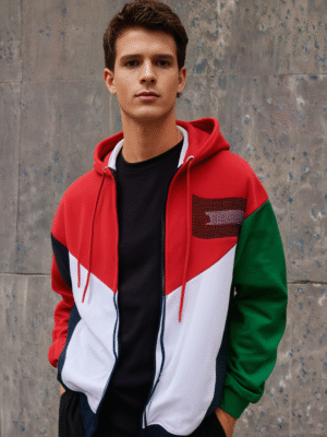 Flag Design zip up Hoodie, with Rhinestone Flag
