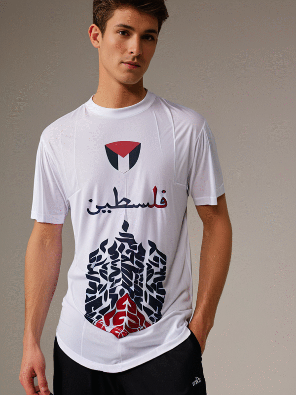 White Palestine Football Design shirt